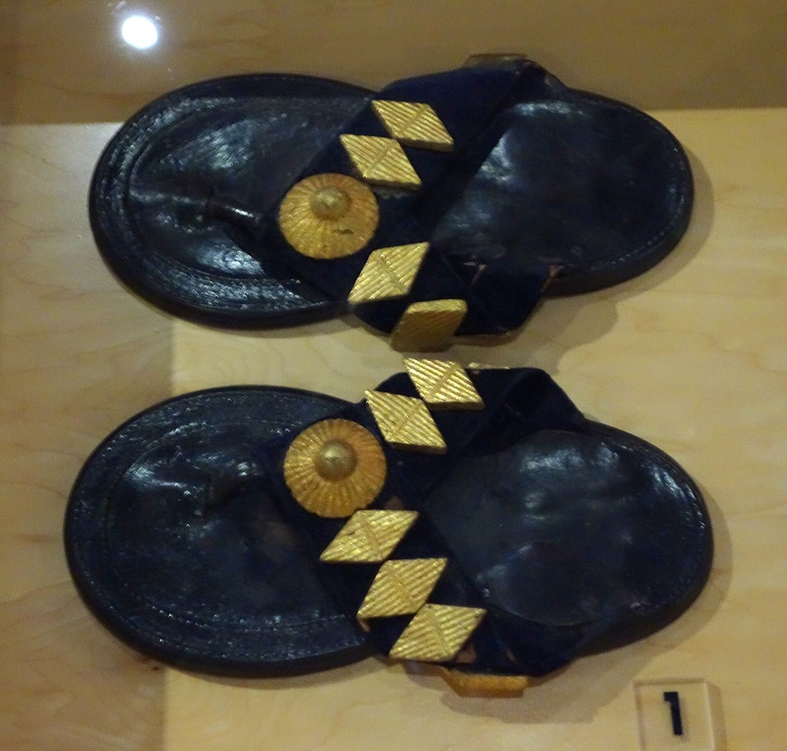 Gold ornaments of an Asante ruler on display at the Bata Shoe Museum, Toronto