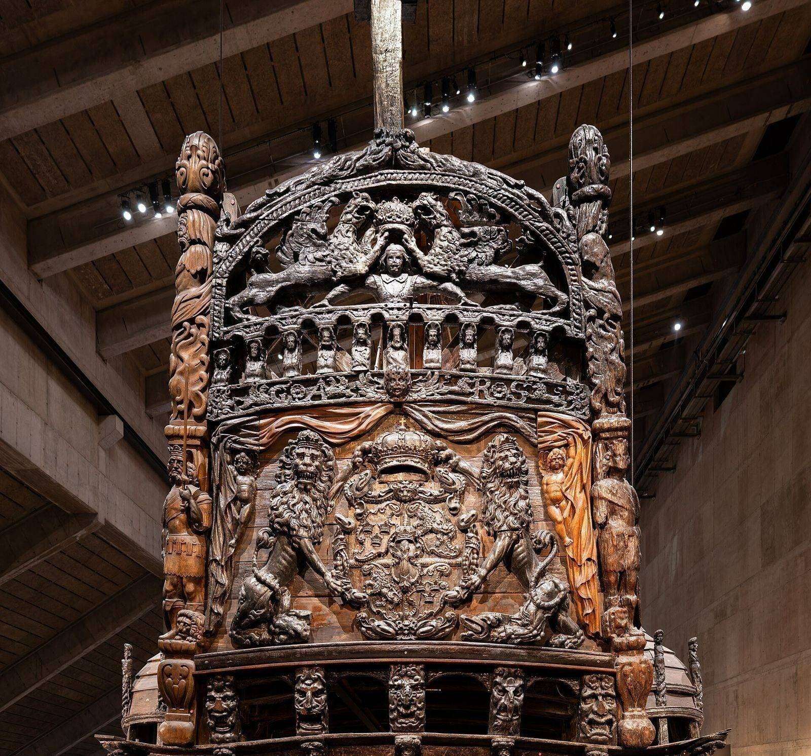 The stern of the warship Vasa at the Vasa Museum in Stockholm — the great ship of Sweden's age of empire, 1628