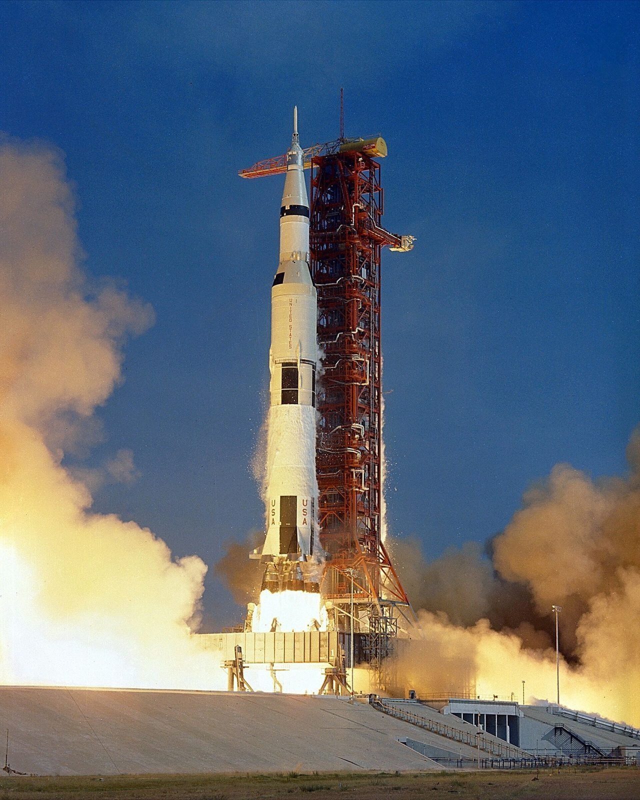 The Apollo 11 Saturn V lifting off from Kennedy Space Center, July 16, 1969
