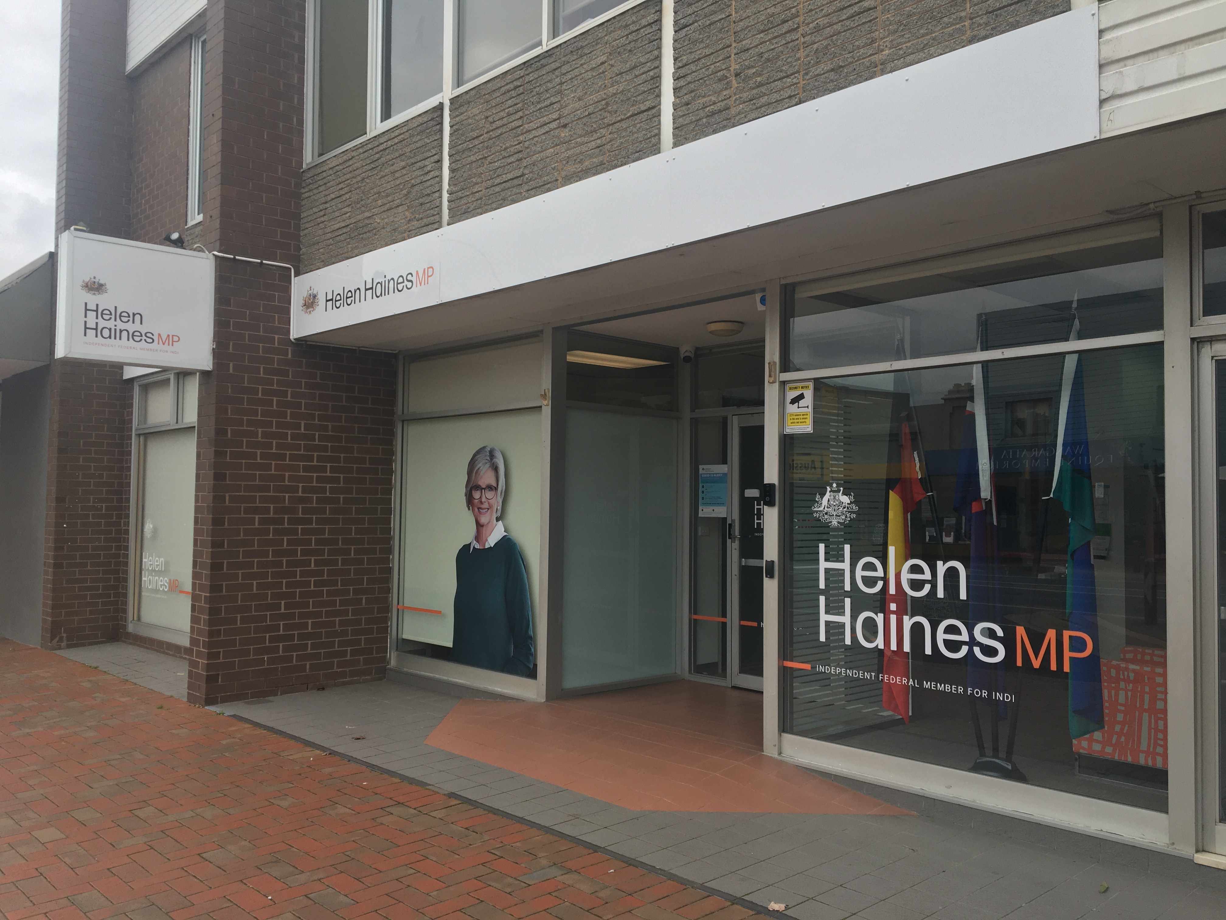Helen Haines's electorate office on Murphy Street, Wangaratta, Victoria, outside which the independent MP was struck by a vehicle on 19 October 2026.