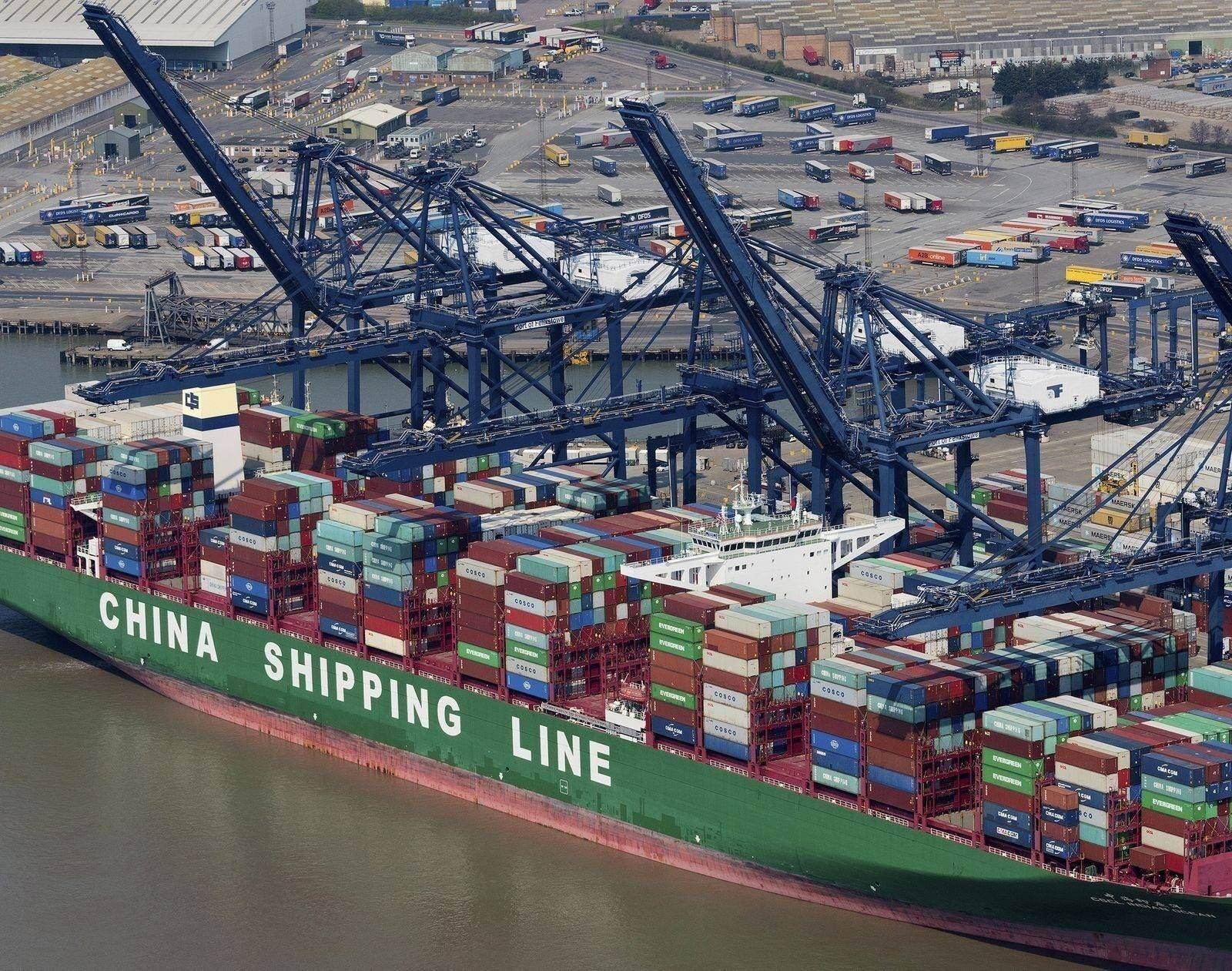 A large container ship at sea
